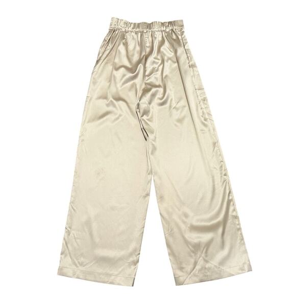 House of Harlow Satin Champagne Gold Wide Leg Pants Women M Office Career Chic - Picture 2 of 9